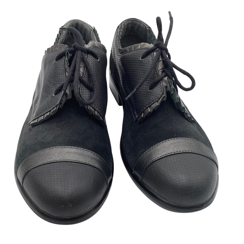 Naot Yama Ruffled Suede & Leather Comfort Oxfords - EU 39 / US 8-8.5 gray - Picture 3 of 6